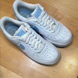 Nike Air Force 1 White and Blue Sneakers